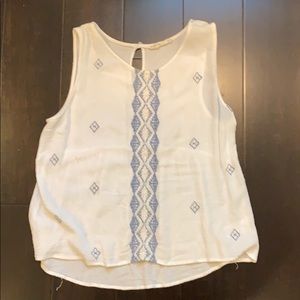 white and blue blouse